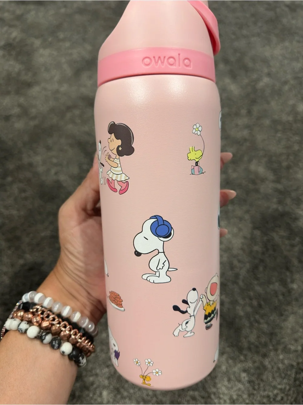Owala Pink Snoopy Stainless Bottle - LOVE Peanuts Design